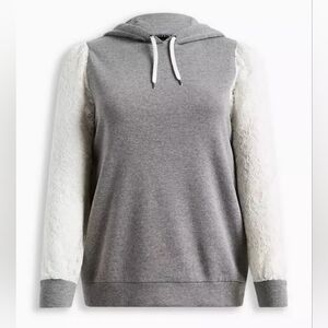 Torrid Classic Fit Cozy Fleece Lace Sleeves Hoodie